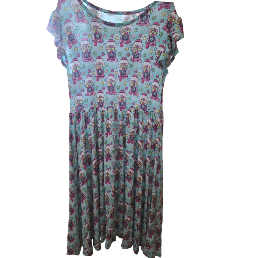 Posh Peanut Girls Gumball Machine Print Dress Blue, Pink, Yellow - Size 12Y
